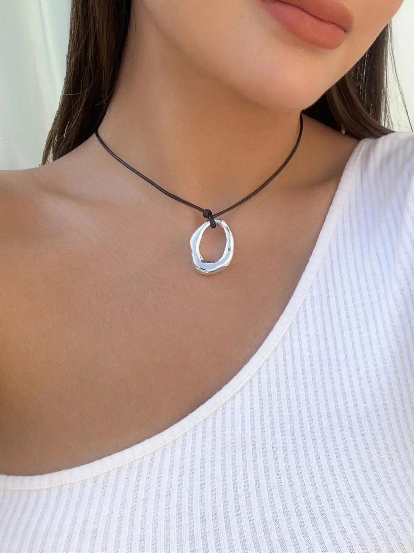 Simple Plain Geometry Design Pendant Necklace, Fashion Jewelry for Party, Daily Streetwear Clothing Decor, Trendy All-match & Exquisite Jewelry for Bi