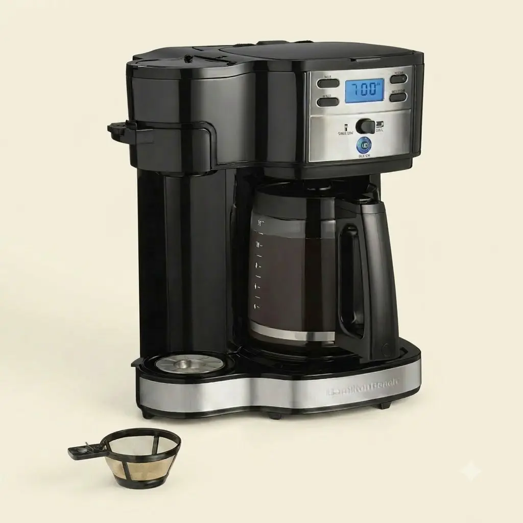 Hamilton Beach 2-Way Programmable Coffee Maker Single Serve and 12 Cup Pot Black Auto Shut Off Drip Coffee Brewer