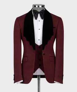 Maroon Tuxedo with Black Collar