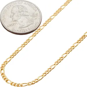 18k Yellow Gold Filled 2.5mm Figaro Link Chain Necklace 20”-24”
