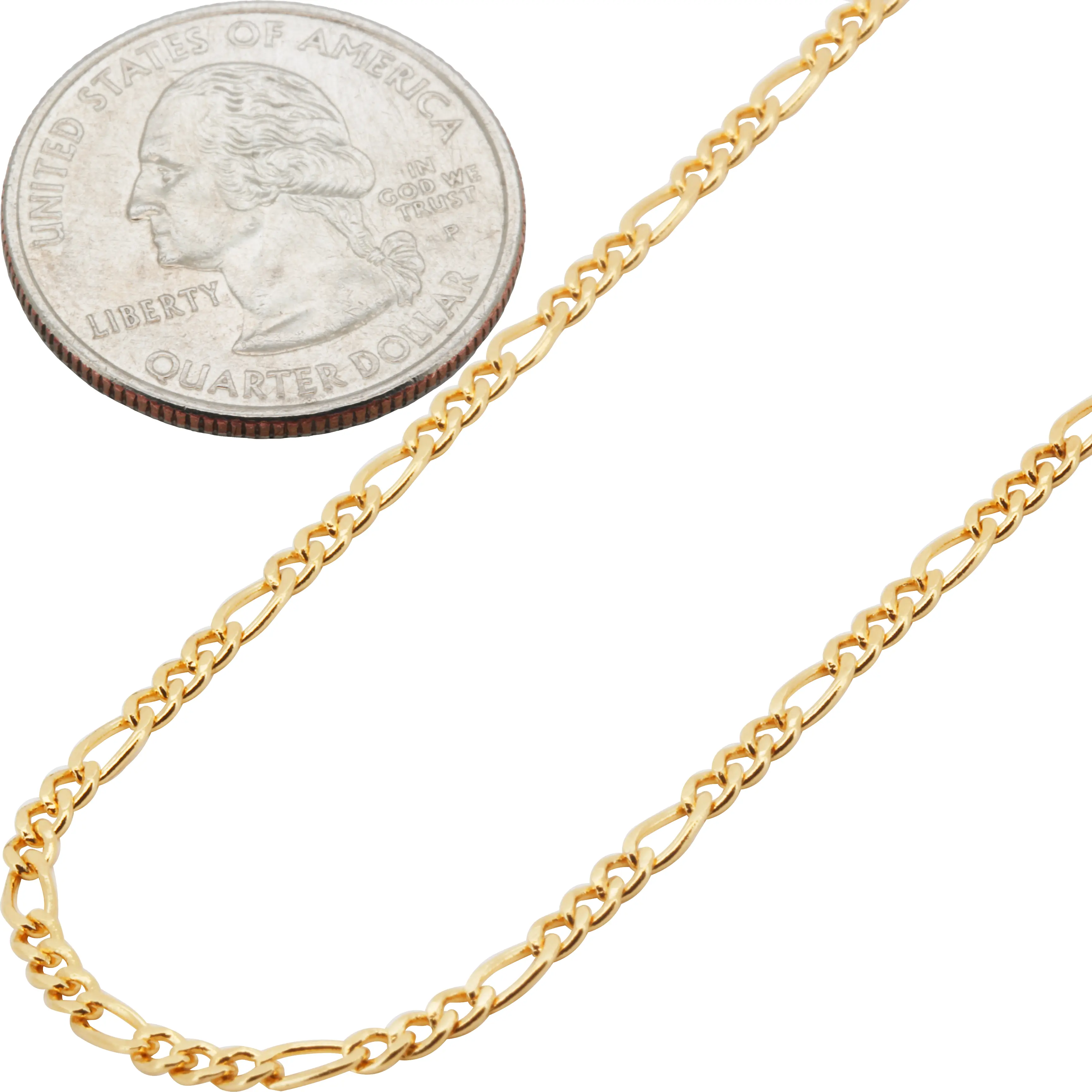 18k Yellow Gold Filled 2.5mm Figaro Link Chain Necklace 20”-24”