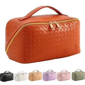PU Makeup Bag, Travel Cosmetic Bags, Appearance, Large Capacity, Convenient Pillow Pad, Travel Use, Washable, Embossed Craft, Multi-Functional Storage Pouch, Makeup Organizer Pouch