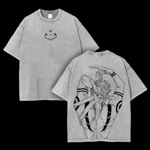 [FS] Retro Limited Vintage Ryomen Sukuna Signature - Jujutsu Kaisen Anime Double Printed  Washed Tee Unisex Oversize Anime Manga Lightweight Cotton T-Shirt Anime Fan Lover Streetwear Oversized Crewneck Tropical