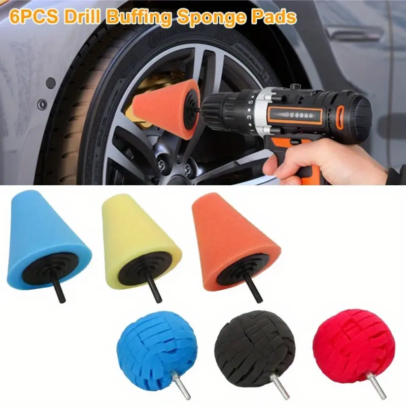 Polishing Pad Buffing Wheel Kit 6 Pieces Polishing Ball for Drill,for Car Care Metal Chrome Wood Plastic Ceramic Glass Machine Jewelry (3inch) - Home Improvement.