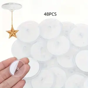 48 Mini Transparent Ceiling Hooks, Easy Install, Self-Adhesive, No Trace, Ideal for Decoration, Parties, Christmas Flags