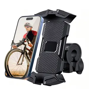 Universal Bike Motorcycle Phone Holder Stand Mount, 360° Rotatable Shockproof Handlebar Clamp Bike Phone Holder for iPhone 17 Air Pro Max, 16 15 Plus, S20, 4.7 to 6.8" Smartphones