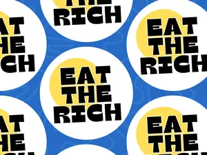 eat the rich pin – anti-capitalist button – political protest badge – handmade pinback