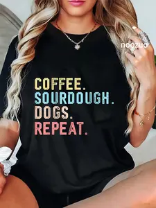 100% Cotton Funny Coffee Dogs Sourdough Bread Baking Sourdough Coffee T-Shirt