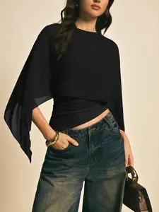 Elegant Women's Asymmetrical Top Womenswear Fitted Solid, Simple and Stylish, Perfect for Daily Wear, Office Commute, Date