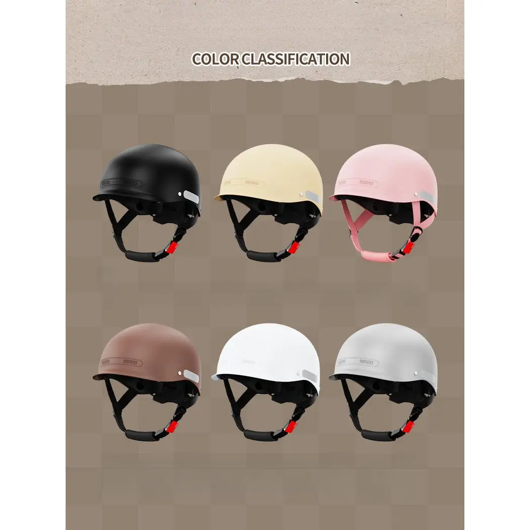 Electric Motorcycle Helmet for Men and Women, Summer Half Helmet, Korean Style Electric Bike Helmet, All-Season Safety Helmet