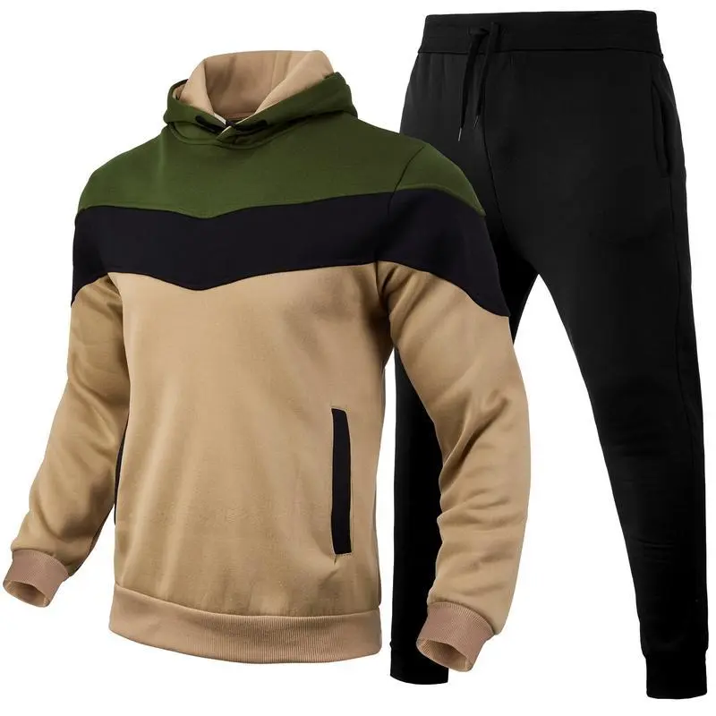 Autumn and Winter Sports Sweater Suit Men's 3 Color Matching Hoodie Sportswear Suit Sweatshirt and Sweatpants Light Board Autumn and Winter Sports Sweater Suit Men's 3 Color Matching Hoodie Sportswear Suit Sweatshirt and Sweatpants Light Board