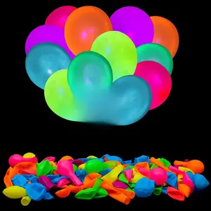 100 Pcs UV Neon Balloons - Vibrant Party Colors Glow in the Dark for Birthday Decorations & Wedding Supplies - Blacklight Reactive Fluorescent Balloons