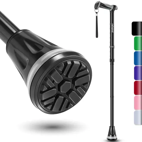REHAND Walking Cane - Foldable, Adjustable, Collapsible Walking Canes for Men & Women, Heavy Duty All Terrain Tip, with Travel Bag | Walking Sticks for Seniors & Adults Stabilizing Stick with Display Hiking Sticks
