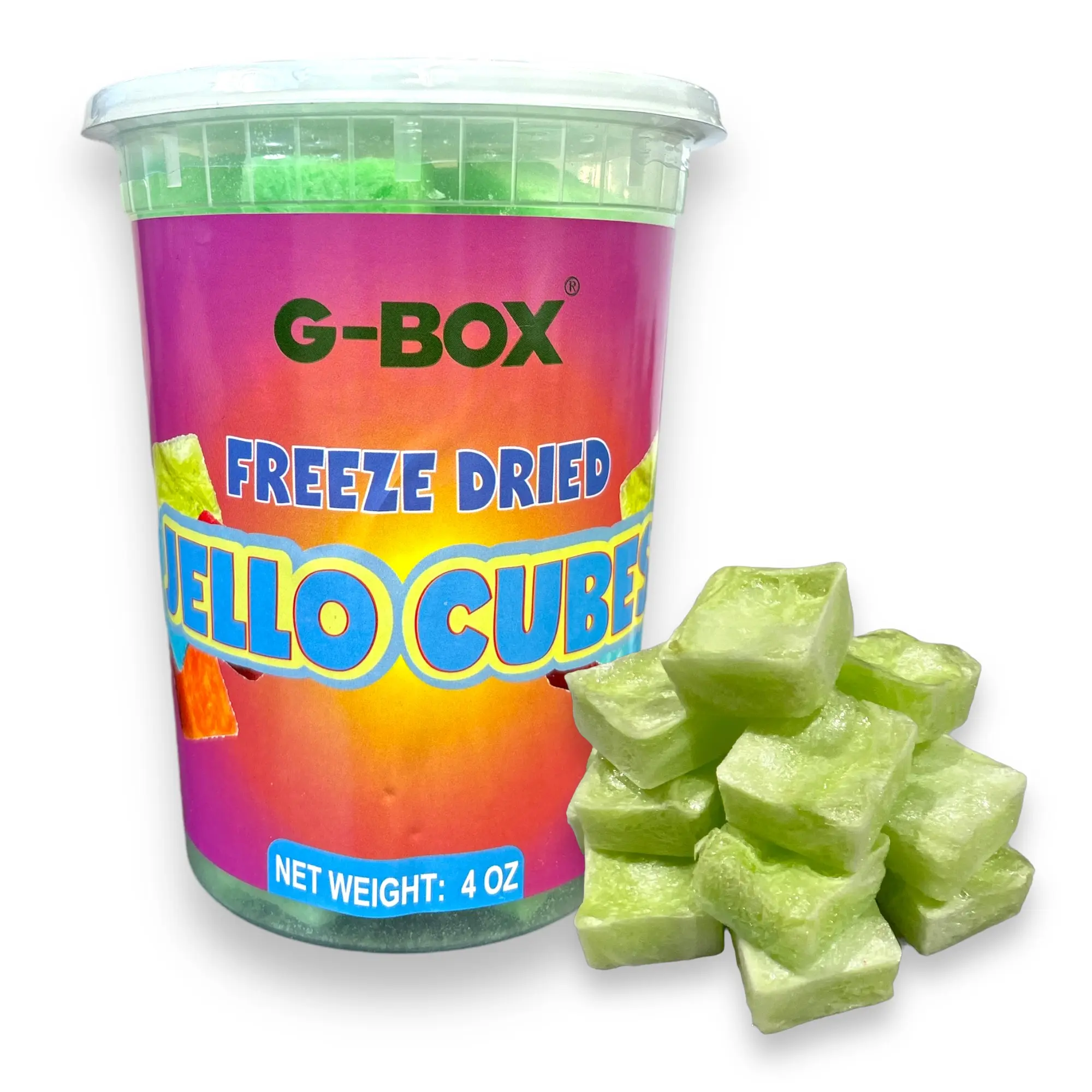 G-Box Freeze Dried Lime Jello Cubes - USA-Made, Sweet, Unique Flavor Snack Candies