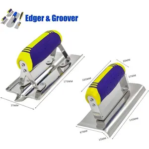 Concrete Tools Set Stainless Steel Pool Trowel and Margin Trowel Plus Concrete Edger and Groover Stucco Cement Kit Masonry Construction Hand Tool