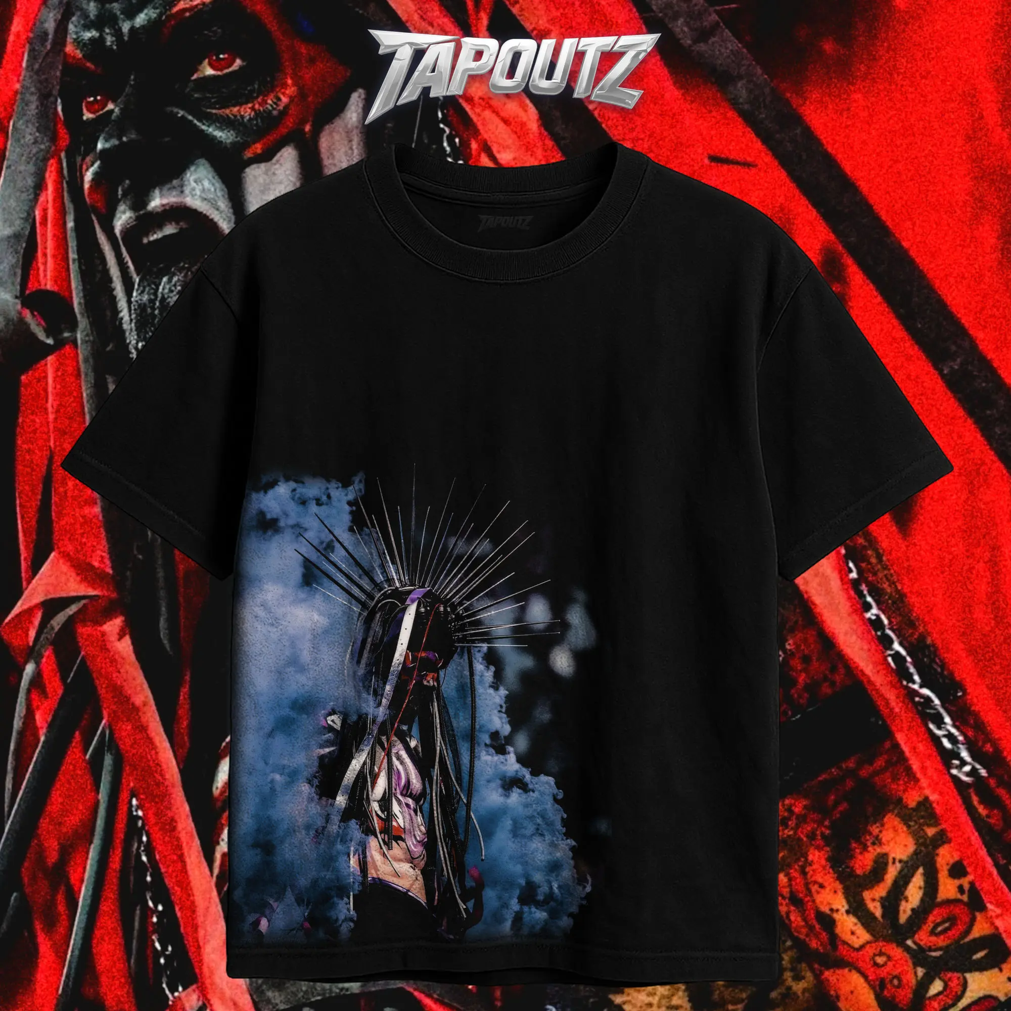 TAPOUTZ Finn Balor Demon Heavy Cotton Unisex Shirt Hoodie WWE Tshirt For Wrestling Fan, Short Sleeve, Breathable Print, Regular Fit, True To Size, Direct-To-Garment Print