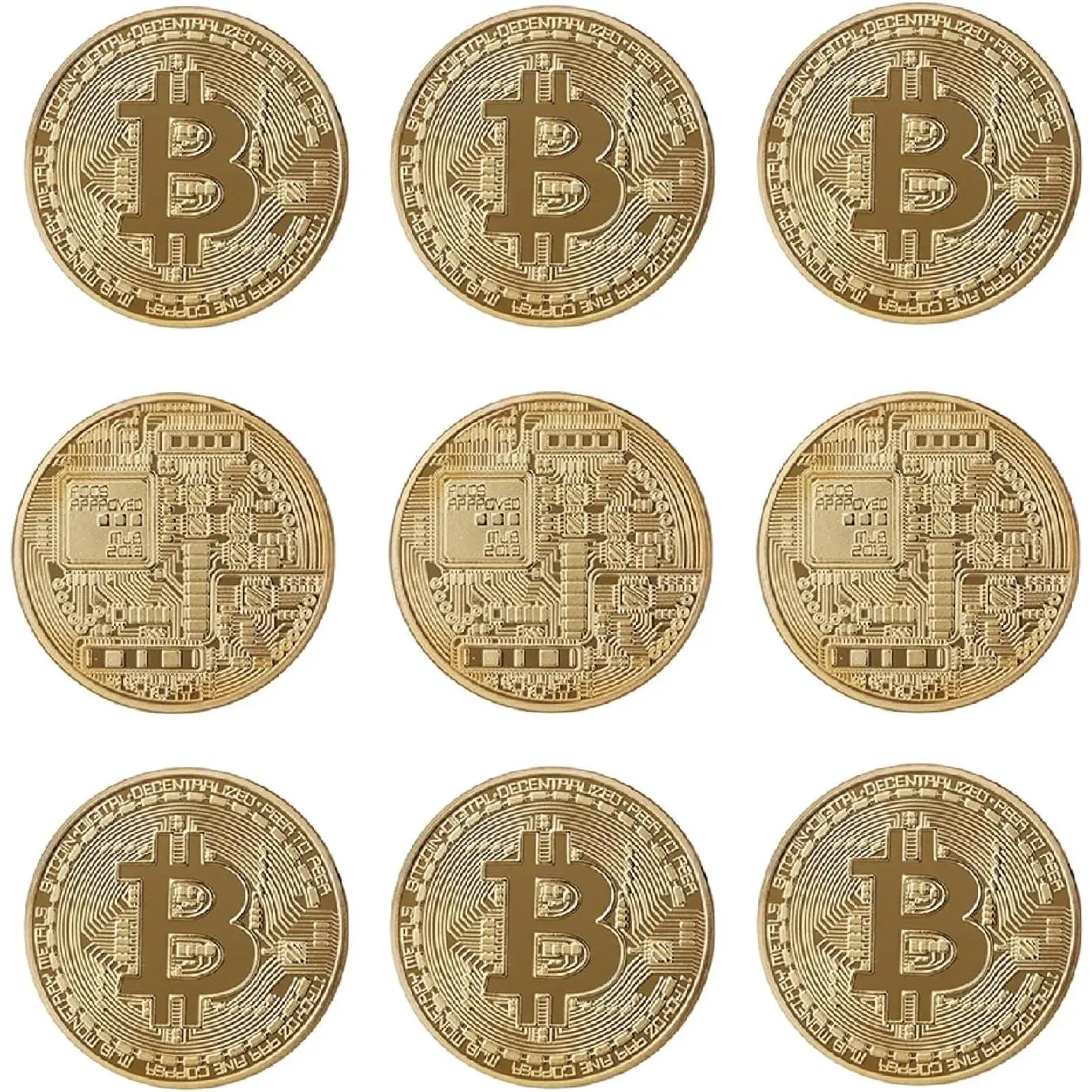 9 count Bitcoin  | Physical Bitcoin with Protective Case,  Plated Bitcoin for Commemoration, Gifts for Men ()