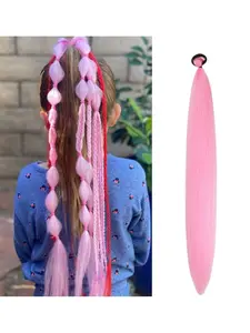 1 Piece Colorful Braided Elastic Rope Ponytail Wig A16#, Box Braids, 26 Inch Straight Synthetic Fiber Hairpiece, Party Daily Style