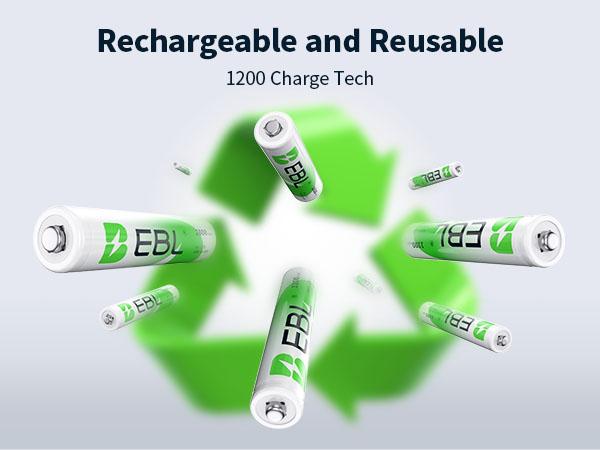 EBL AA AAA Rechargeable Batteries with Upgraded 808 Individual Charger, 1.2V 2800mAh Double A Batteries,Long Lasting Recharerble AA AAA Ni-Mh battery with Integrated Charing Storage Box