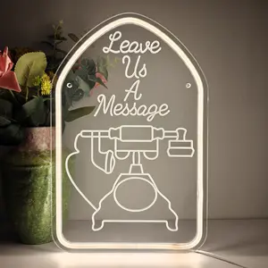 3D Engraved "Leave a Message" Neon Sign, Home Decor Light, Neon Accent Lights for Wedding Reception, Lash Hair Shop Wall Decor & Hotel Storefront Welcome Sign