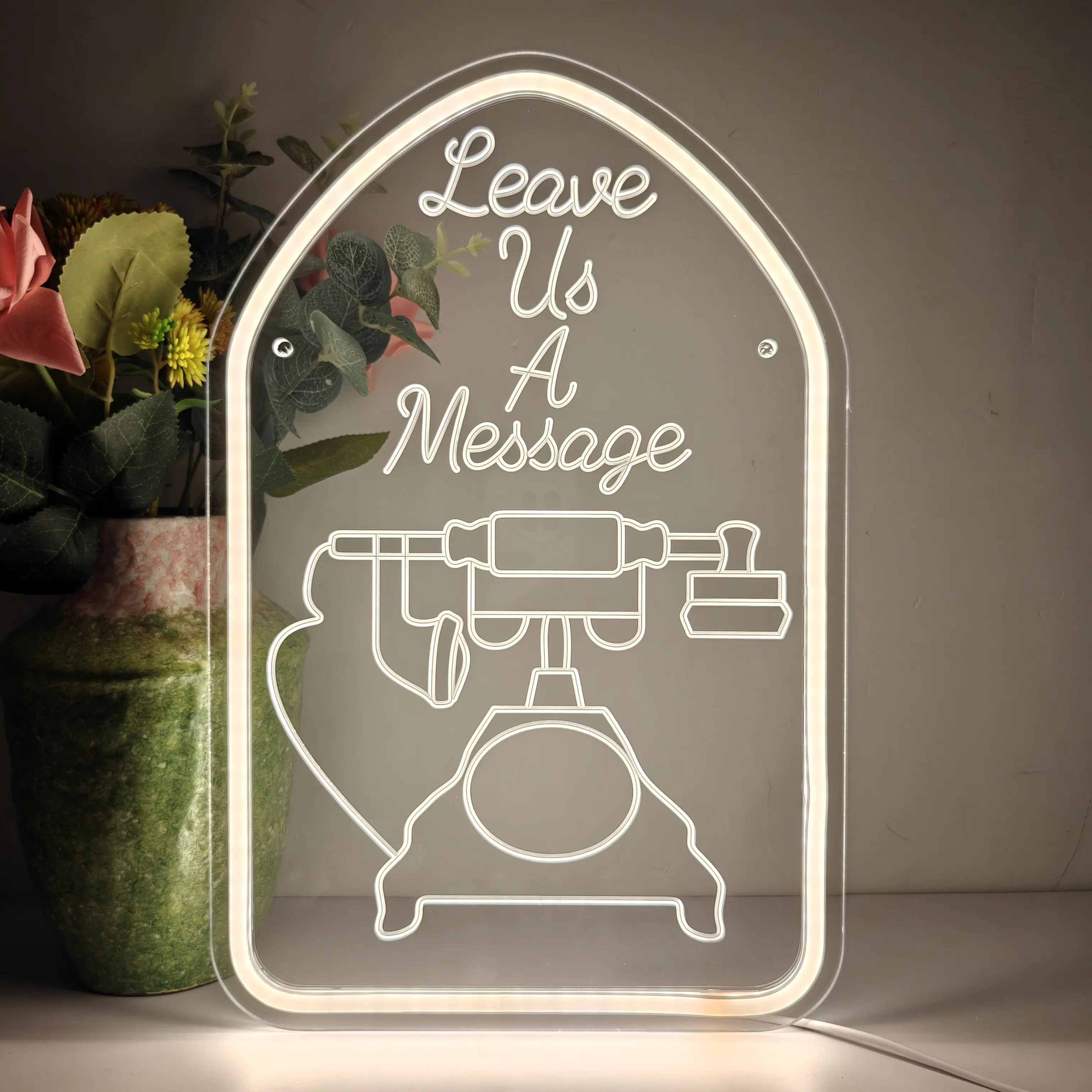 Acrylic Leave A Message Neon Sign - USB Powered Dimmable Neon Accent Light, Home Decor Light for Bar, Wedding Reception Desk Welcome Decoration, Neon Accent Lights, Wall Mount