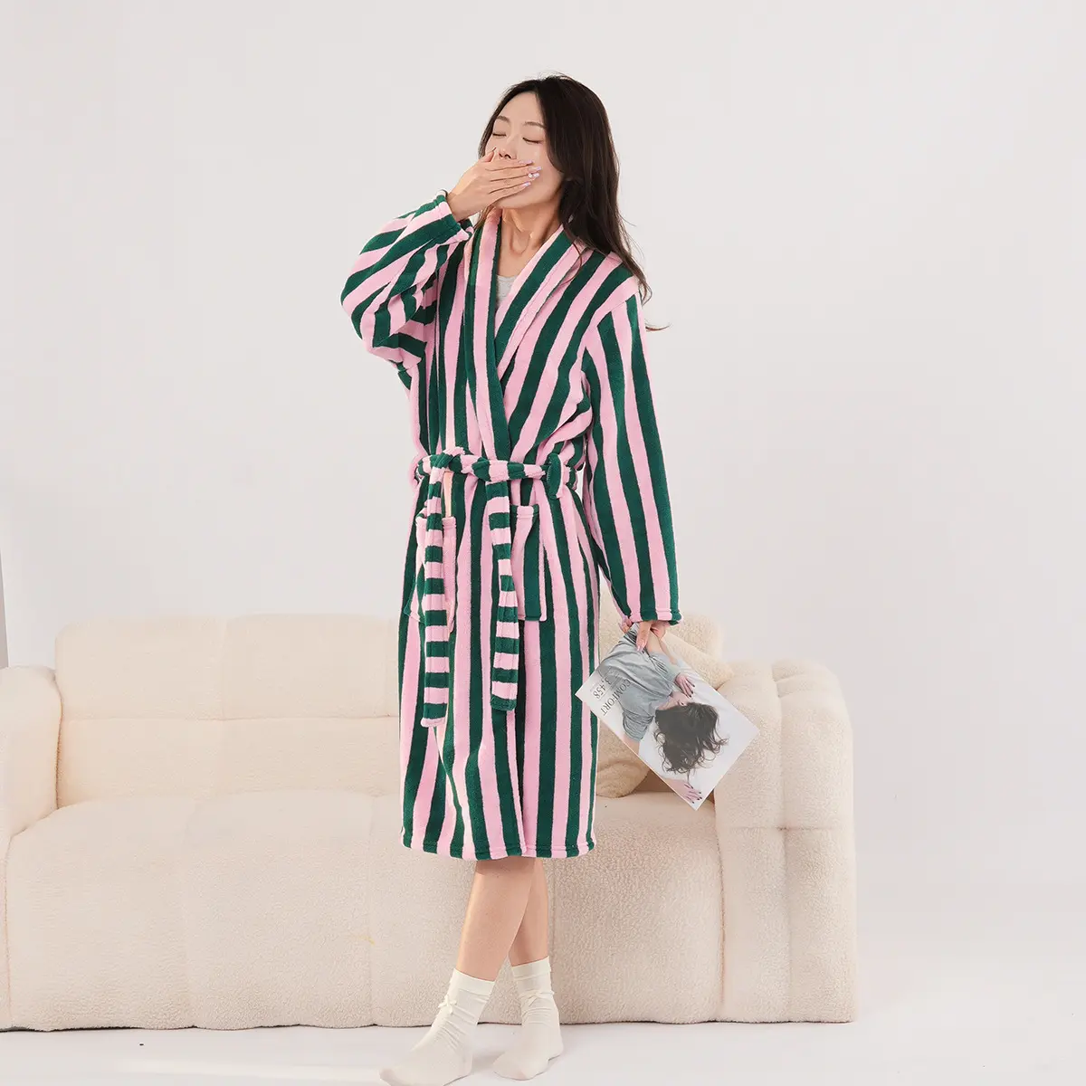 Leapper single robe [Powder Green] Strip