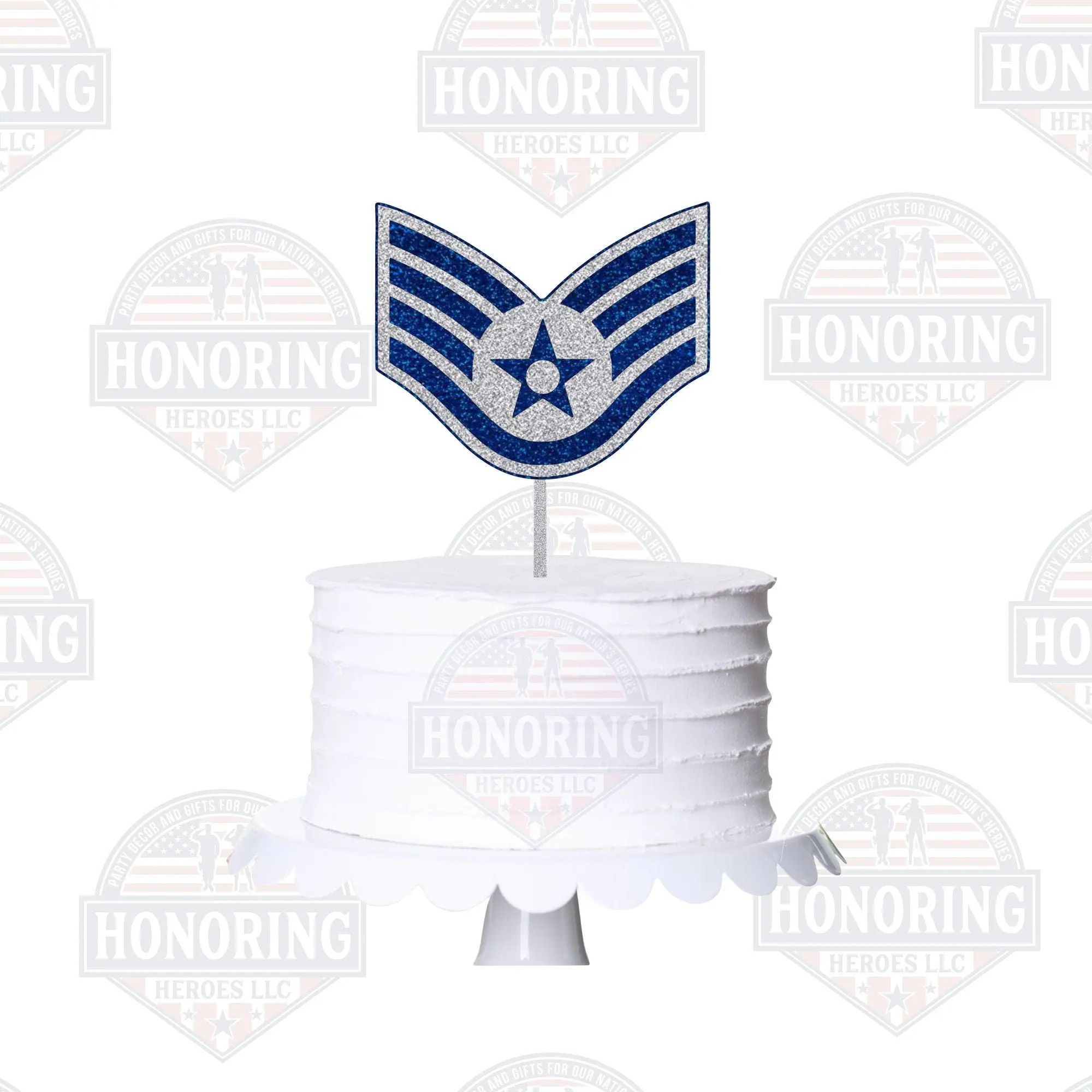 USAF Enlisted Rank Cake Topper - Glitter Air Force Retirement, Promotion NO SHED!