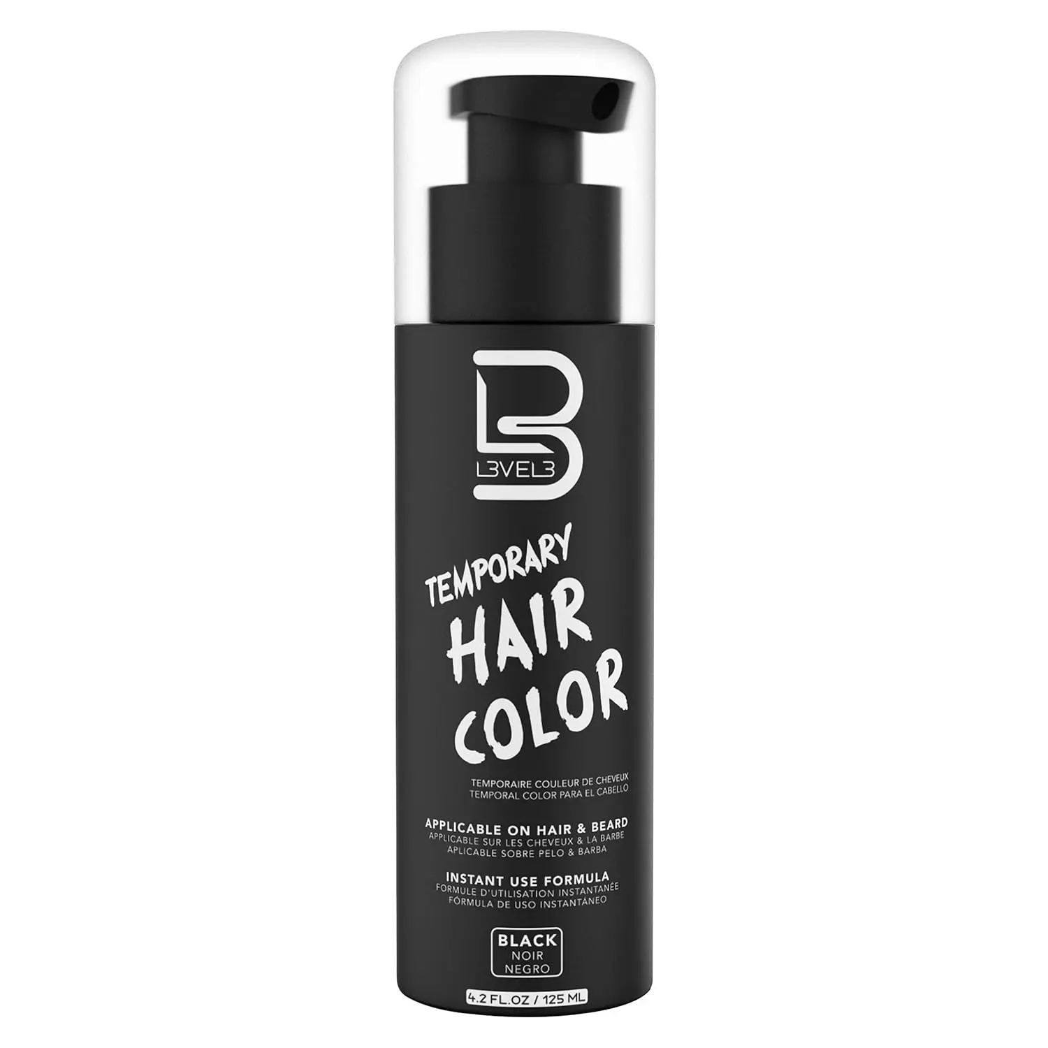 L3 Level 3 Temporary Beard Color - Water-Based Black Dye for Men, Covers Gray Hair for a Natural Full Beard Look, Scented, 4oz, Haircare, All Hair, Parfumed, Water Base, Hair Care, Dyeing Hair