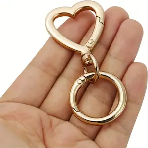 Heart-Shaped Keychain — Zinc Alloy Clasp, Metal Split Ring, and Open Jump Ring — Connector Clasp for DIY Jewelry & Handicraft Accessories