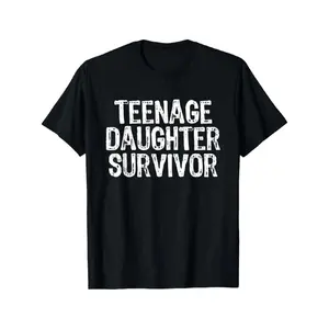[100% Cotton]Teenage Daughter Survivor Teenager Mom Dad Father's Day T-Shirt1James men's shop