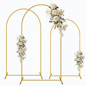 3Pack Metal Arch Backdrop Stand(7.2FT/6.6FT/6FT), Decorative Balloon Arch Stand, Easy Assembly Gold Wedding Arch, Stable Backdrop Arch Stand For Wedding Ceremony, Birthday Party, Baby Shower