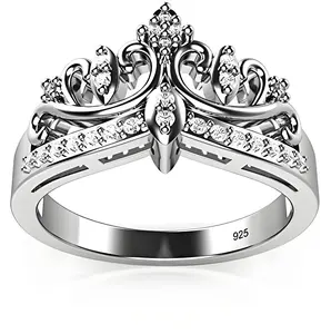 925 Sterling Silver Cubic Zirconia Princess Crown Tiara CZ Band Ring Queen Ring wedding ring