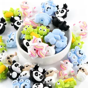 20Pcs 3D Cartoon Panda  Bear Sheep Unicorn Dinosaur Animal Focal Beads for Beaded Pen, Bag Chain, Keychain Phone Chain