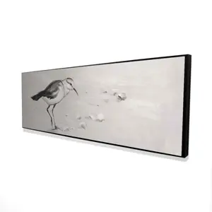360 stand Semipalmated Sandpiper Bird Motif Framed Artwork - 20x60 in. White Framed Print, Nature-Inspired Ready-to-Hang Home Decor for Room Wall, Home Supplies, Decoration, Artistic