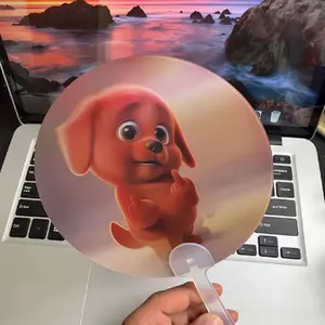 Red Puppy Face - Creative Animated Raster Fan: Portable, Fun, and Moving Summer Cooling Fan