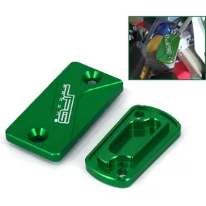 CNC Front And Rear Brake Fluid Reservoir Cap Set For Dirt Bike Compatible with KX125 KX250 03-08 KX250F 04-18 KX250 19-20 KX450F 06-18 KLX300R 2020 KLX450R 08-15 Green