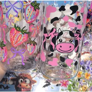 20pcs 16oz Cute Cartoon UV DTF Cup Stickers