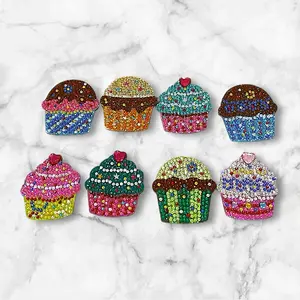 Multi colored Diamond Art Cupcake Magnets Decor Gift Set Magnetic