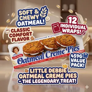 Little Debbie Oatmeal Crème Pies, 12 Individually Wrapped Sandwich Cookies, 16.2 OZ Box