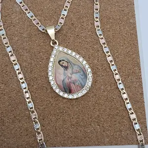 VIRGIN MARY beautiful necklace gold-plated three colors  pendant  fancy design 24"inches