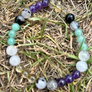 Citrine, Amethyst, Green Aventurine & Tourmaline in Quartz Bracelet | Handmade Crystal Bracelet | 6–8mm Gemstone Jewelry | Energy Healing Amazonite