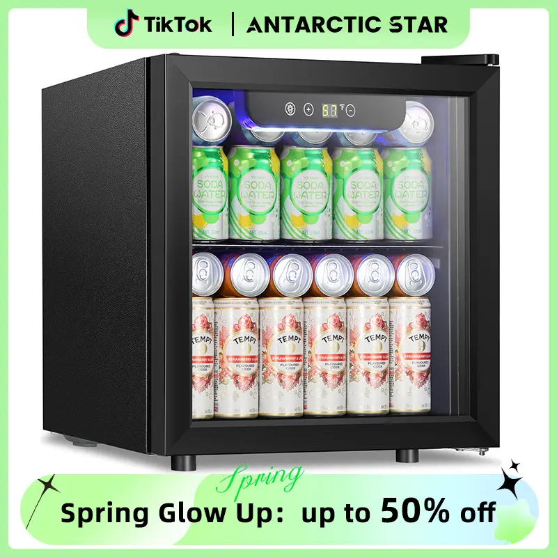Antarctic Star Mini Fridge Cooler - 12 Bottle 48 Can Beverage Refrigerator Glass Door for Drinks or Beer Wine –Small Drink Dispenser for Home, Office or Bar, Electronic Knob Control，1.3cu.ft. wine  cooler