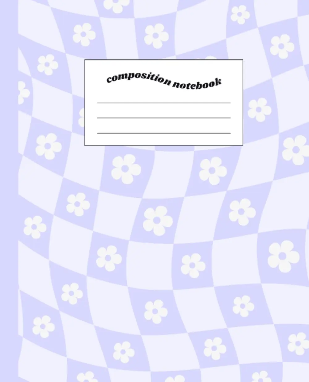 Composition Notebook: Wide Ruled Paper | Purple Checkerboard and Flowers