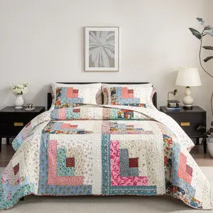 Boho Chic Patchwork Quilt Set - 208 Unique Pieces!  Reversible & Ultra-Soft