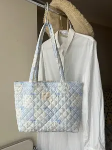 Cute Bow Pattern Large Shoulder Bag, Print Crossbody Bag, Big Capacity Mother Bag, Soft Fabric Outdoor Storage Bag, Fashion Travel Shopping Bag, Fashionable Tote Bag