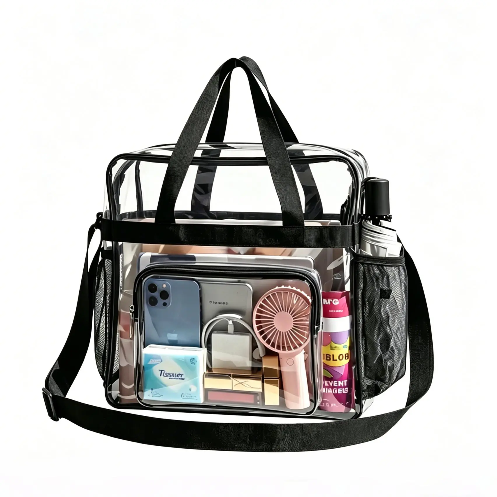 Stadium Approved Clear Bag 12x12x6 - PVC Clear Tote Bag for  Game Day, Concerts, Festivals, Sports Events, Swimming & Beach Trips, Breeze Through Security Fast