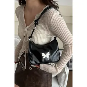 Butterfly PU Leather Knotted Strap Shoulder Bag