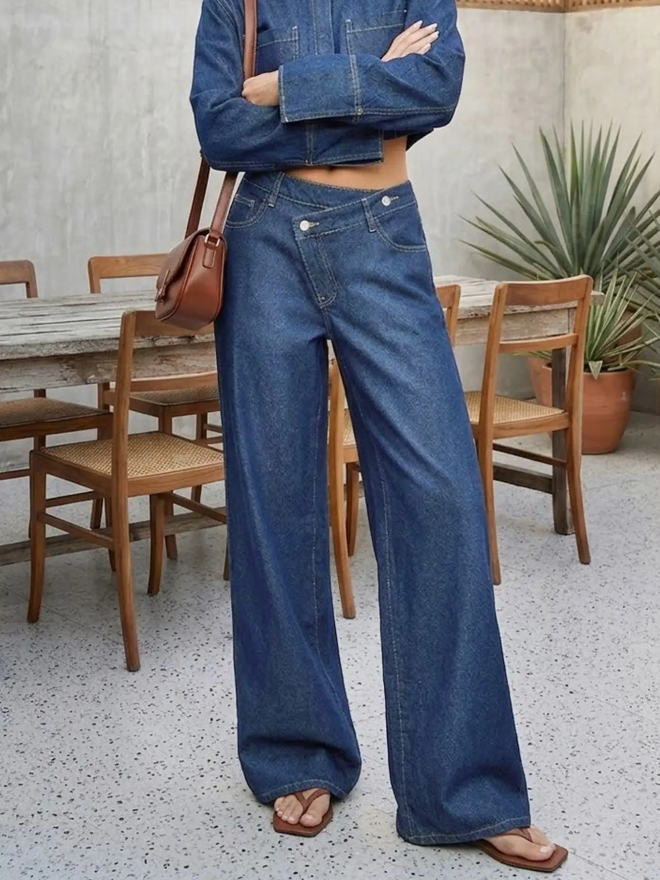 Spring New Denim Long Pants, Trendy Wide Leg Fit Comfortable Fashion, Elastic Washed Craftsmanship, Women's Jeans, Casual Fashion Jeans, Womenswear, Elegant Style, All Seasons, Pocket, Everyday Bottoms