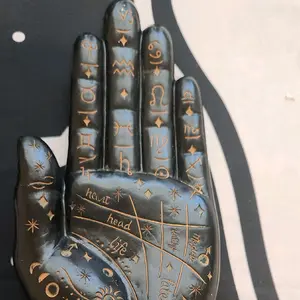 Palmistry Hand Statue - Black Hand with Letters and Numbers, Unique Design, Ideal for Palmistry and Meditation