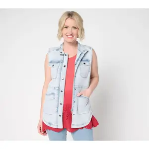 LOGO by Lori Goldstein Utility Denim Vest